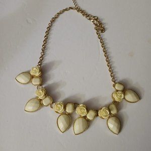 Cream Rose Teardrop Statement Necklace